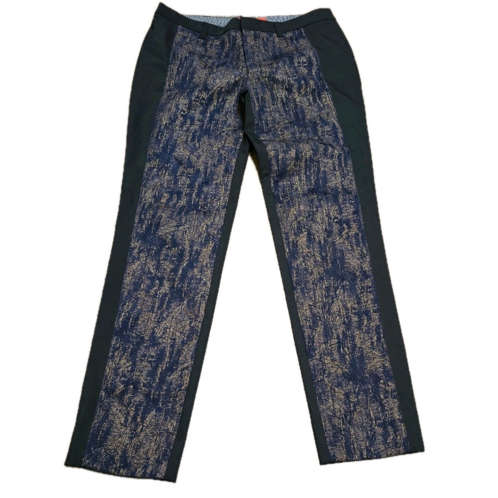 Cartonnier Anthropologie Black Metallic Straight Leg Pant Size 4 Stretch Evening